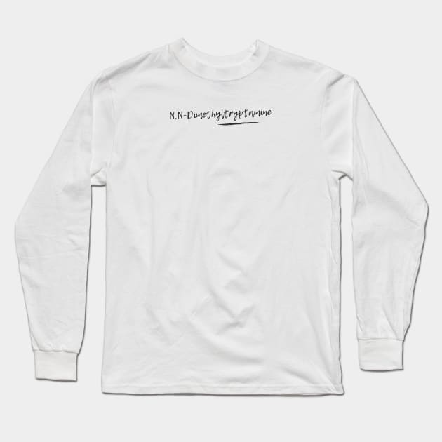 Dimethyltryptamine (DMT) Writing Long Sleeve T-Shirt by MindGlowArt